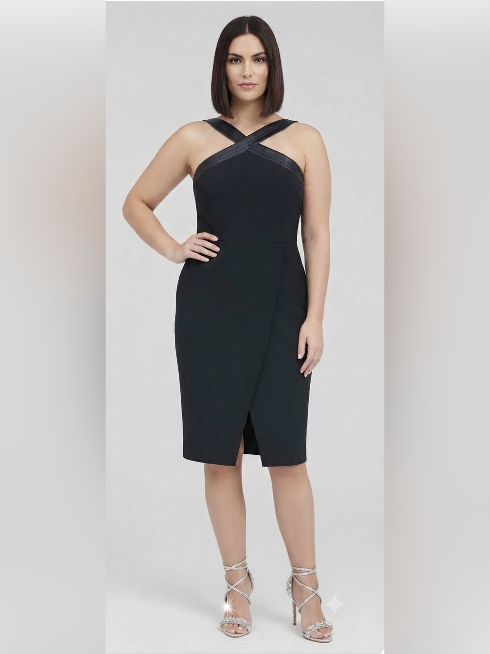 Lavish Alice Black Cross-Strap Sheath Dress